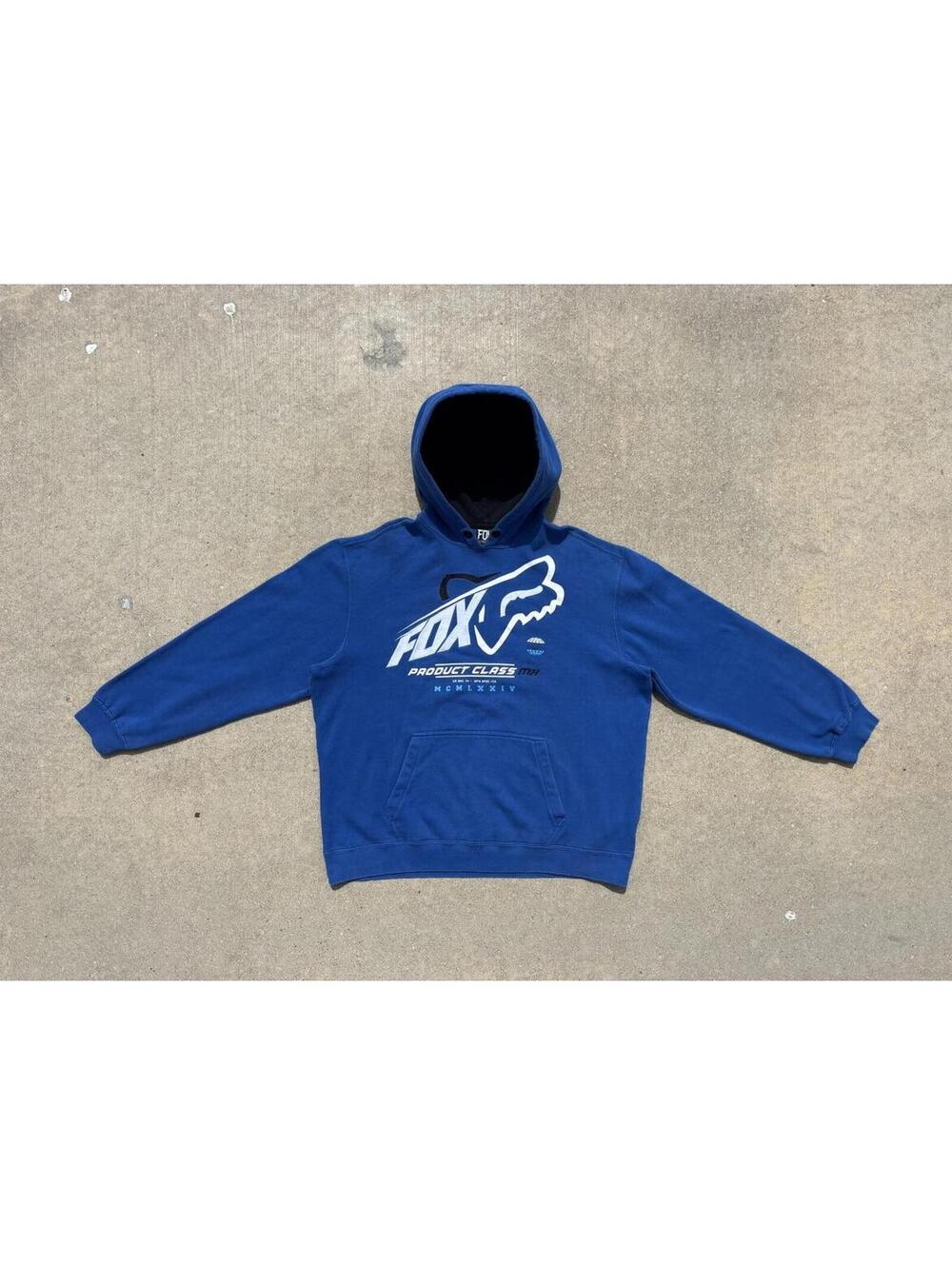 Vintage Fox Product Class MH Blue Graphic Pullover Hoodie XL